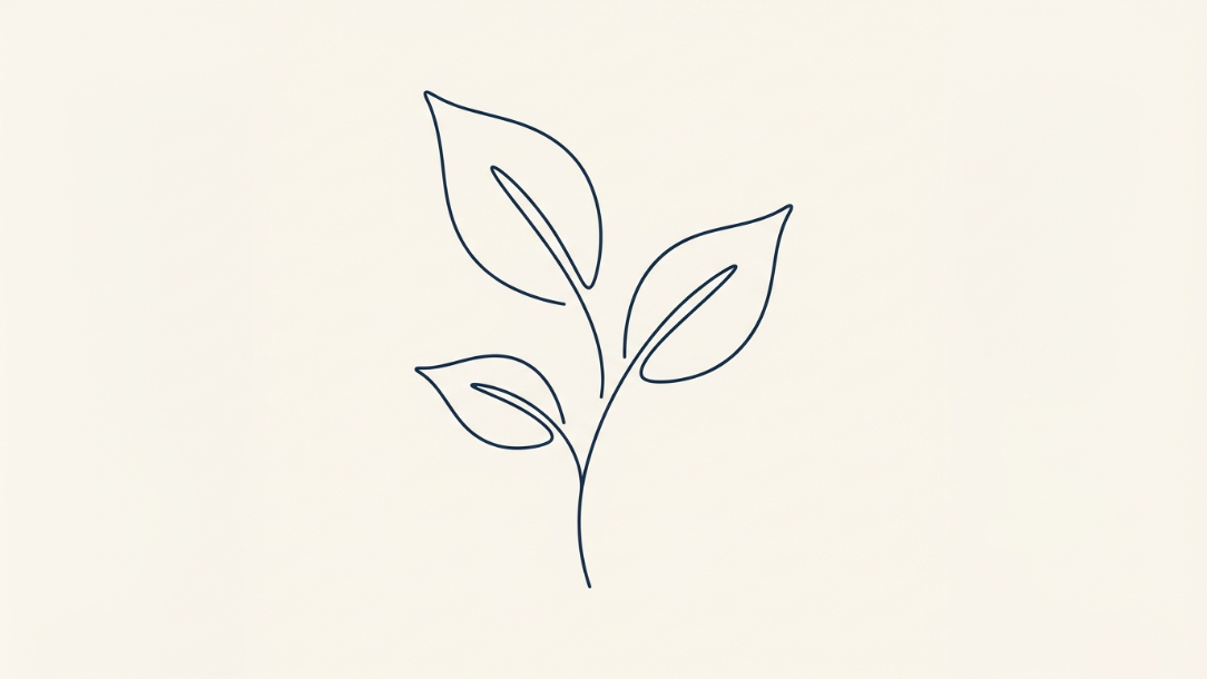 Ilustração minimalista de um ramo botânico com folhas