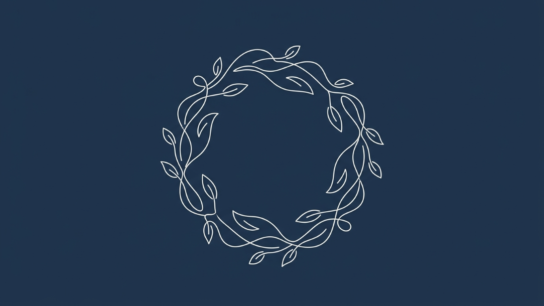 Ilustração minimalista de uma coroa circular orgânica